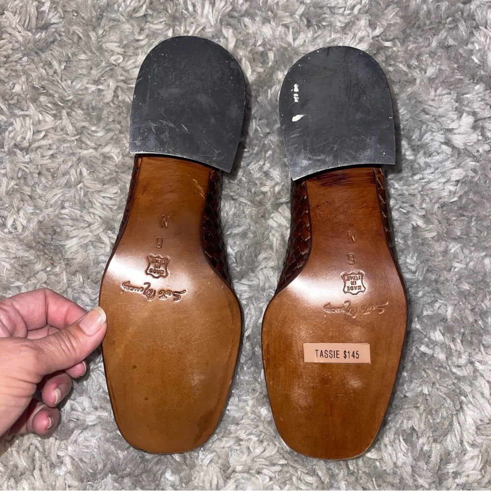 Sesto Meucci Of Florence Brown woven Tassie loafer Size 6N Shoes - Picture 5 of 8